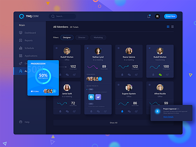 TNQ Dashboard Members Page cards darkdashboard dashboard graph members ui users ux