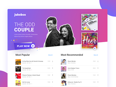 BookMyShow Jukebox Landing Page bookmyshow design homepage interface jukebox layout music site talkshows ui web website