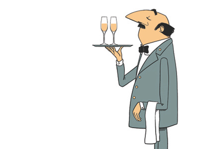 Waiter Waiter butler champagne children drawing fancy illustration people print restaurant upscale waiter work