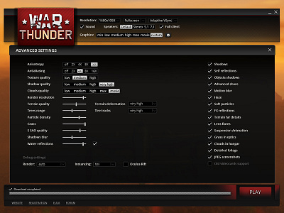 Daily UI challenge #007 - Settings daily ui daily ui challenge game design game interface user interface design war thunder web design webpage