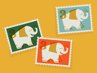 It's a stampede! elephant illustration mid century overlay retro stamp stampede texture vintage