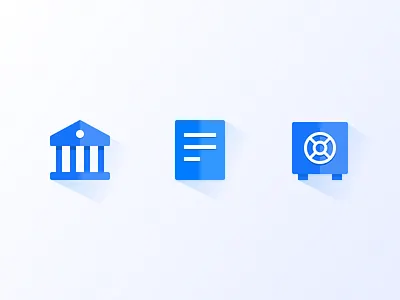 Financial icon bank blue document financial icon safe