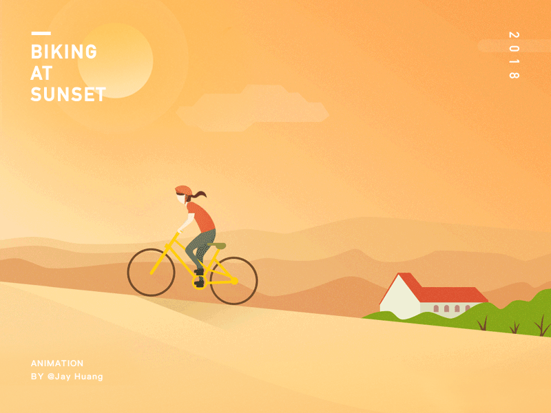 Biking At Sunset ae animation cycling illustration movement sunset ui