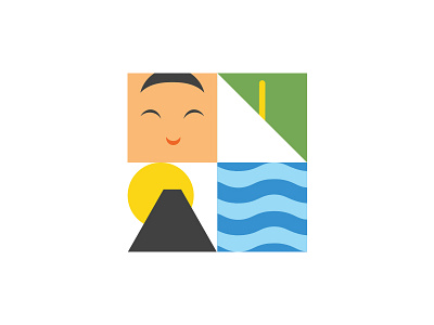 Fukushima landmarks branding flower fuji geometry japan logo minimalist mountain river sun volcano