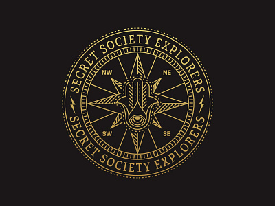 Secret society explorers badge line logo monoline vector