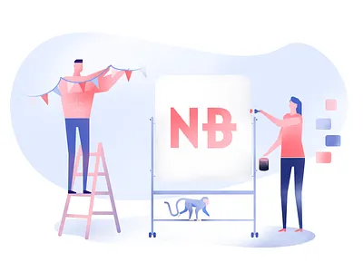 Neverbland partyzz blue design illustration ladder minimal party red texture ui whiteboard
