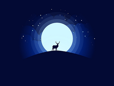 Deer Silhouette clouds dark deer illustrator moon night silhouette stagdeer stars