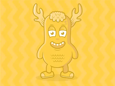 Cute Monster animal antlers character cute illustration mascot monster vector yellow