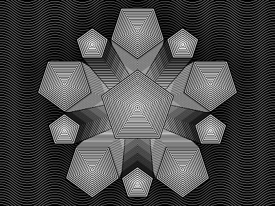 2018 May 30 - Daily Vectors black and white opart pentagon shapes stripes vector