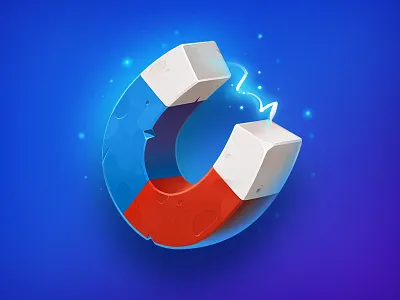 Magnet asset blue concept element game icon illustration magnet object powerup red
