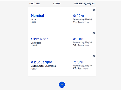 Timeship Desktop Ui blue desktop ui progressive web app pwa time timeship timezones ui web app website website design