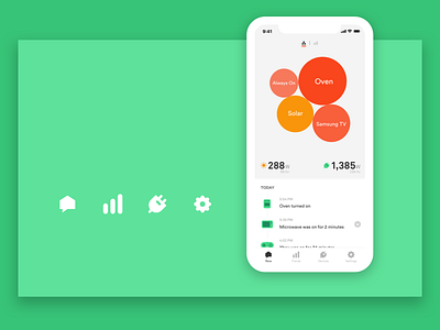 Sense tab bar app electricity energy ios mobile sense smart home tab bar ui