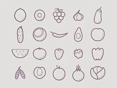 Fruits And Veggies Icon Set fruit fruits icon icons outline vegetable vegetables veggie veggies