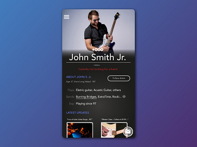 Profile Page - Musician Social Media dailyui music profile socialmedia