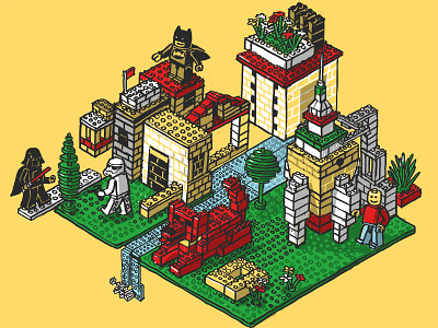 Lego Mural Sketch batman drawing illustration isometric lego mural painting redtail sacramento starwars technology