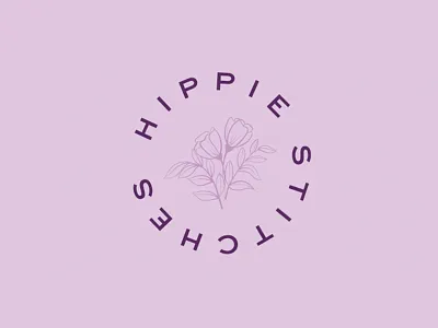 Hippie Stitches Secondary Mark branding delicate hand lettered hippie icon logo secondary logo stitches