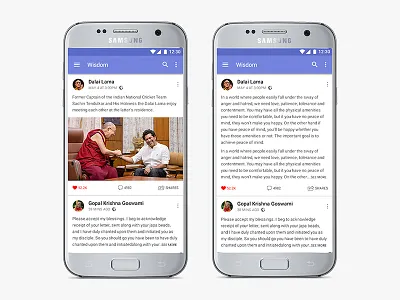 Wisdom: Spiritual App android app design material newsfeed spiritual