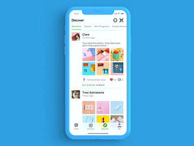Wechat Redesign Discover app chat contact discover icon iphonex me moment profile wechat