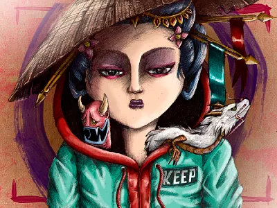 Chinese girl analog conceptart digital digitalart drawing illustration painting photoshop