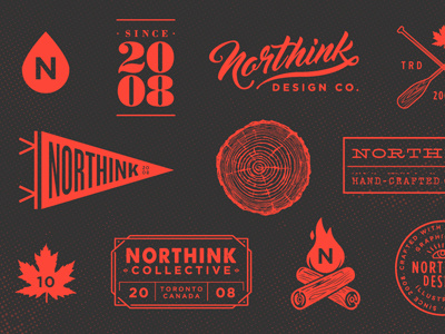 Northink 10 Year Anniversary Various Icons anniversary branding campfire canada durham region illustration logo north northink pattern toronto wood