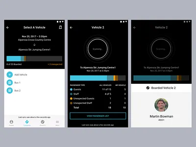 Group Travel App Concept – Bus Checkin app checkin rfid scan travel