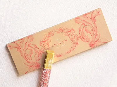 Makeup Illustrated Packaging cosmetics eyeshadow feminine floral gold packaging pink pretty rococo