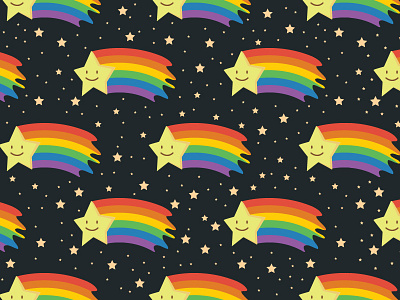 Rainbow shooting star seamless BG colorful cute funny rainbow shine smile star sweet twinkle