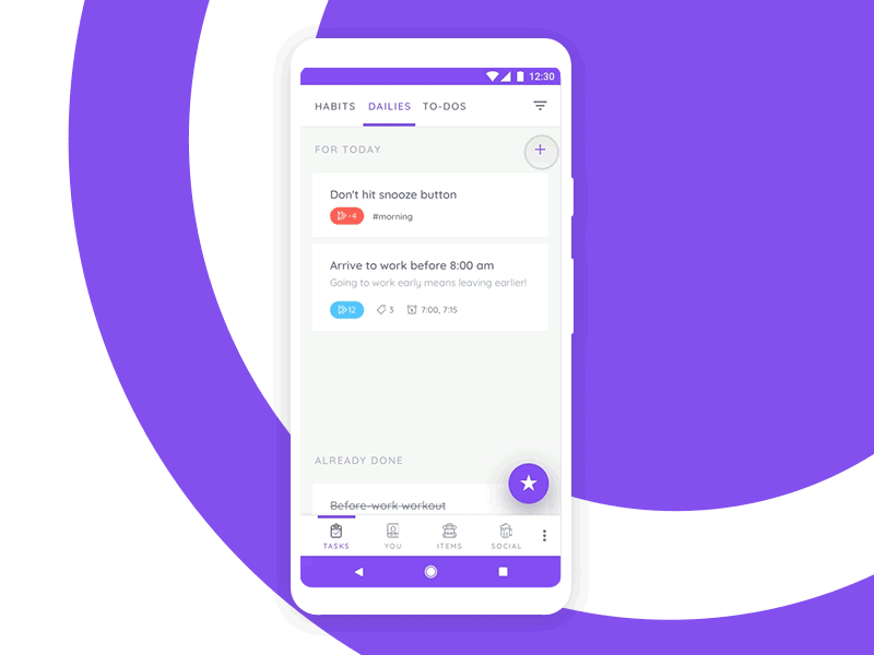 Mark Task Completed android animation habitica mobile redesign to do ui