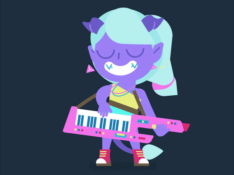 Modern Bard 80s bard dnd keytar tiefling