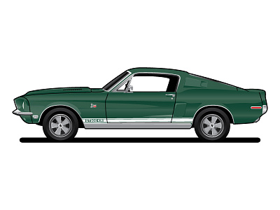 GT500KR artwork car illustration gt500 gt500kr mustang vector