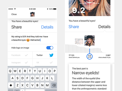 Share and details app interface ios iphone result scale score share ui