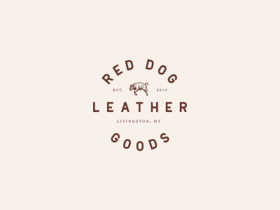 Red Dog Leather Goods Logo Variation bison branding calf dog goods illustration leather logo maker montana red spokane