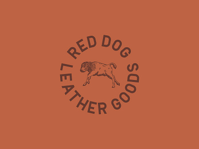 Red Dog Leather Goods Logo Variation bison branding calf dog goods illustration leather logo maker montana red spokane