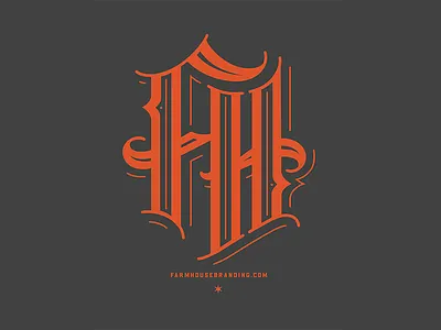 Farmhouse Monogram blackletter grey lettering orange typography