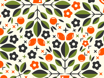 Bouquet Pattern bouquet flower illustration lemon orange pattern spring vector vintage