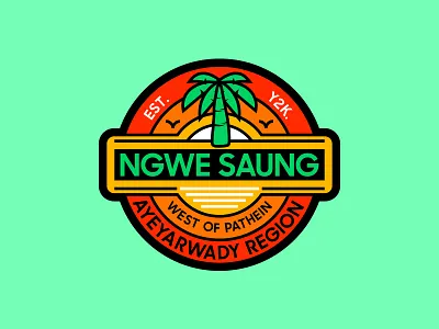 Ngwe Saung badge design graphic design illustration mmbadgedesign myanmar