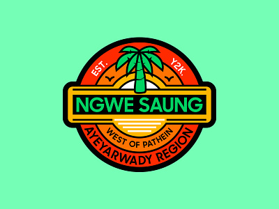 Ngwe Saung badge design graphic design illustration mmbadgedesign myanmar