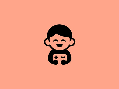 Playful Negative Space Logo of Boy Holding Gamepad boy brand identity branding business creative development entertainment esports fun game gaming logo design minimalist negative space playful startup tech video visual identity youthful