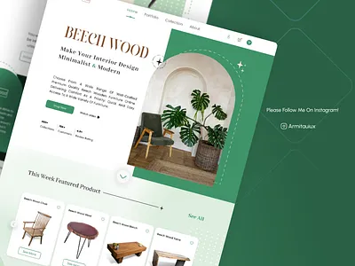 Make your interior design Minimalist & Modern with Beech Wood beech wood branding component design interior design landing page uidesign