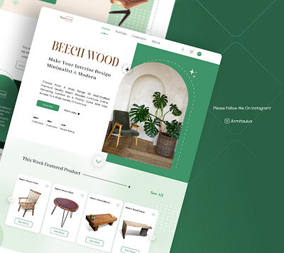 Make your interior design Minimalist & Modern with Beech Wood beech wood branding component design interior design landing page uidesign