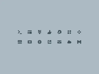 Portfolio Site - Updated Icons (16px) 16px angular brush cloud code component cpu external grid hand link minimal paint pen ram shape sharp square ssd web