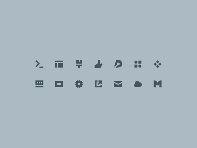 Portfolio Site - Updated Icons (16px) 16px angular brush cloud code component cpu external grid hand link minimal paint pen ram shape sharp square ssd web