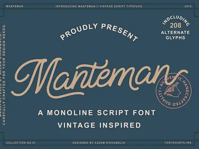 Manteman - Monoline Script Font badge classic font display display font label manteman monoline script font monoline old font old school opentype retro retro font script swash vintage vintage font vintage monoline