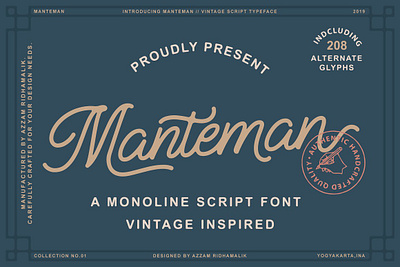 Manteman - Monoline Script Font badge classic font display display font label manteman monoline script font monoline old font old school opentype retro retro font script swash vintage vintage font vintage monoline