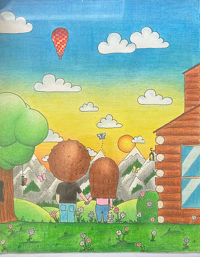 Colored pencil scenery