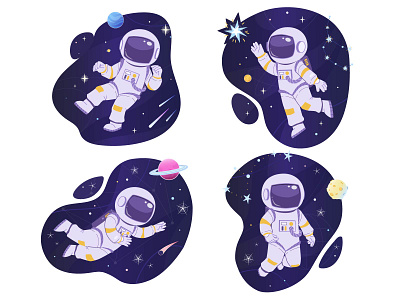 astronauts aerospace astronaut cartoon character character design constellations cosmic cosmonaut cute galaxy helmet illustration kids design space space exploration space travel spaceman universe vector vector art