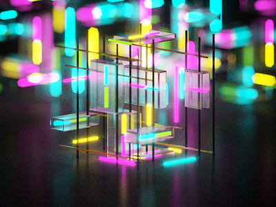 Glass Lights abstract future isometric magicavoxel neon voxel voxels