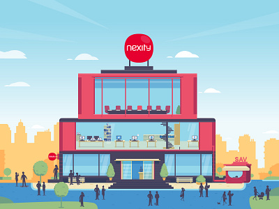 E-reputation building building city flat illustration vector wip