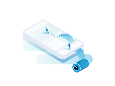 App guide for modifying video length illustration isometric design ui