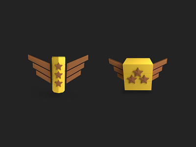 Badges 3d badge box can game low poly star wings